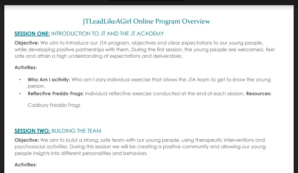 JTLeadLikeAGirl Online program Overview