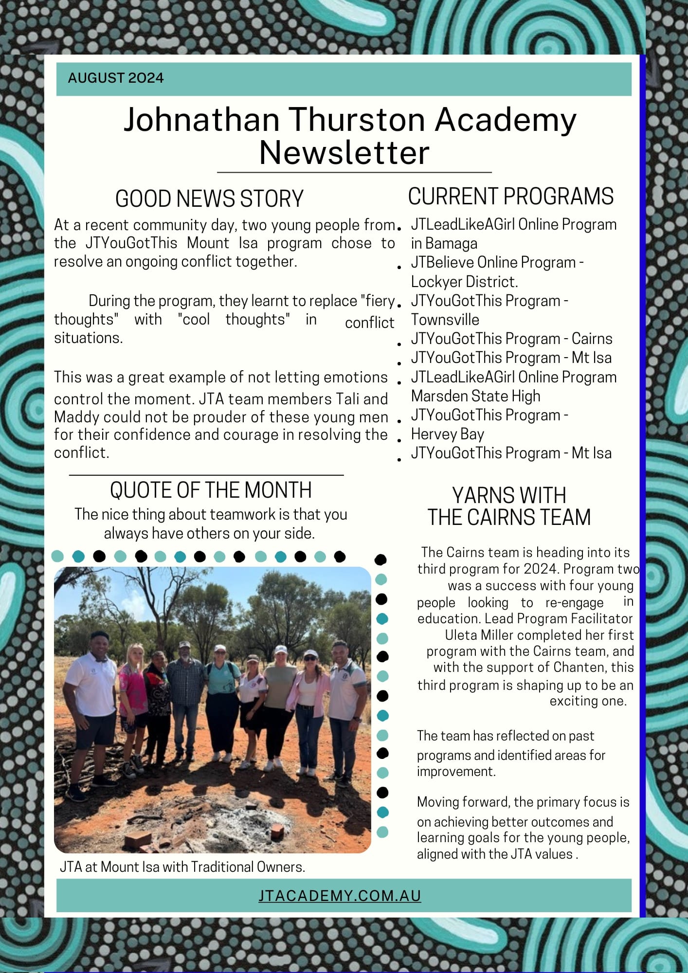 Johanthan Thurston Newsletter August 2024